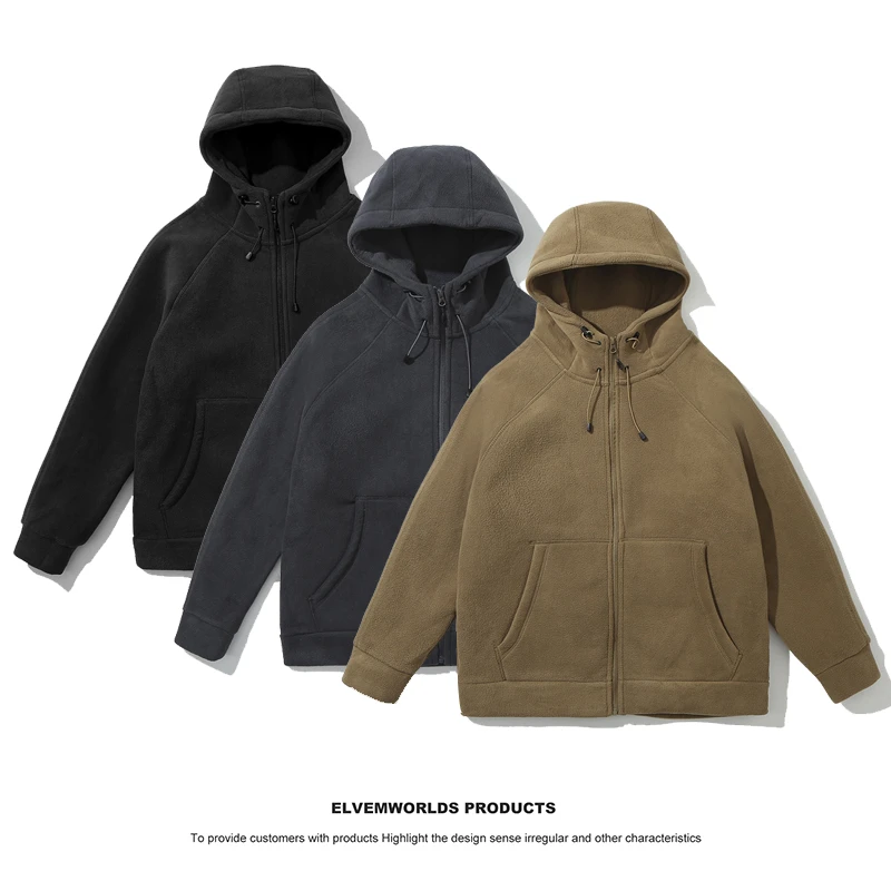 秋冬保暖男女同款双面复合袋鼠兜连帽冬季摇粒绒卫衣cs8120