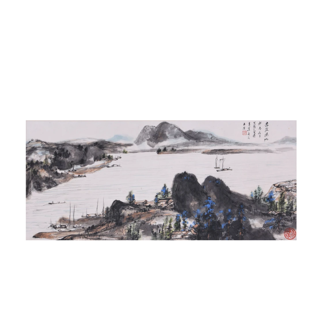 LOT.014 晏济元 山水 纸本镜片 39*88cm 1666