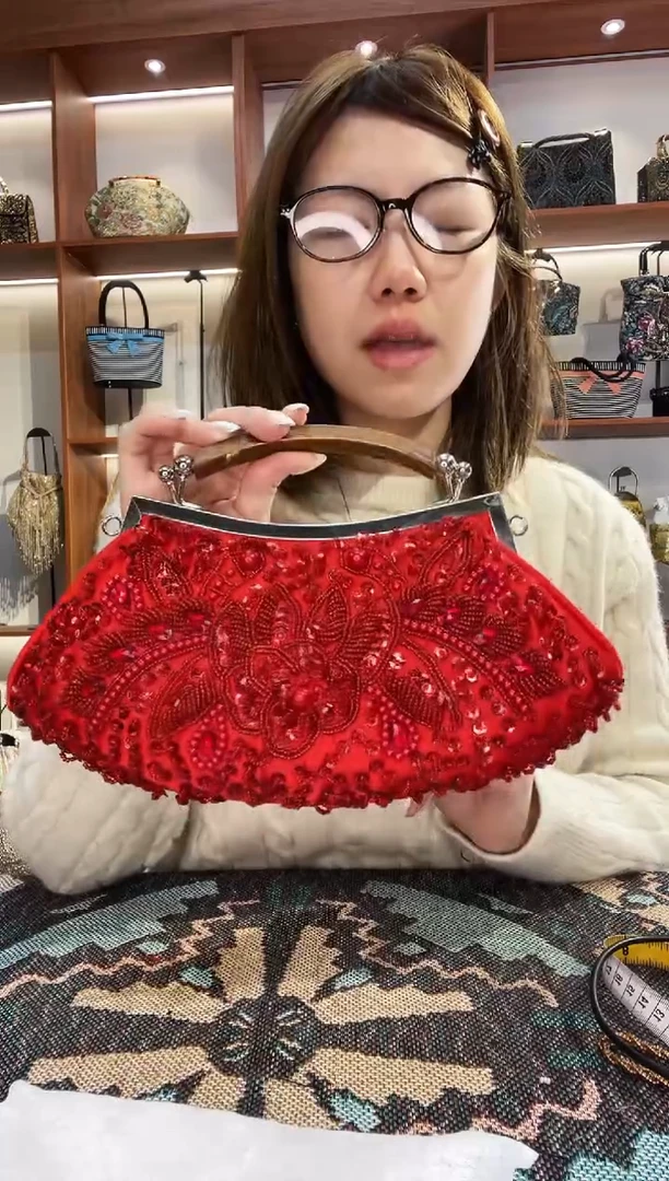 织物29号手工珠珠包包腋下斜跨包手拿包手提晚宴包