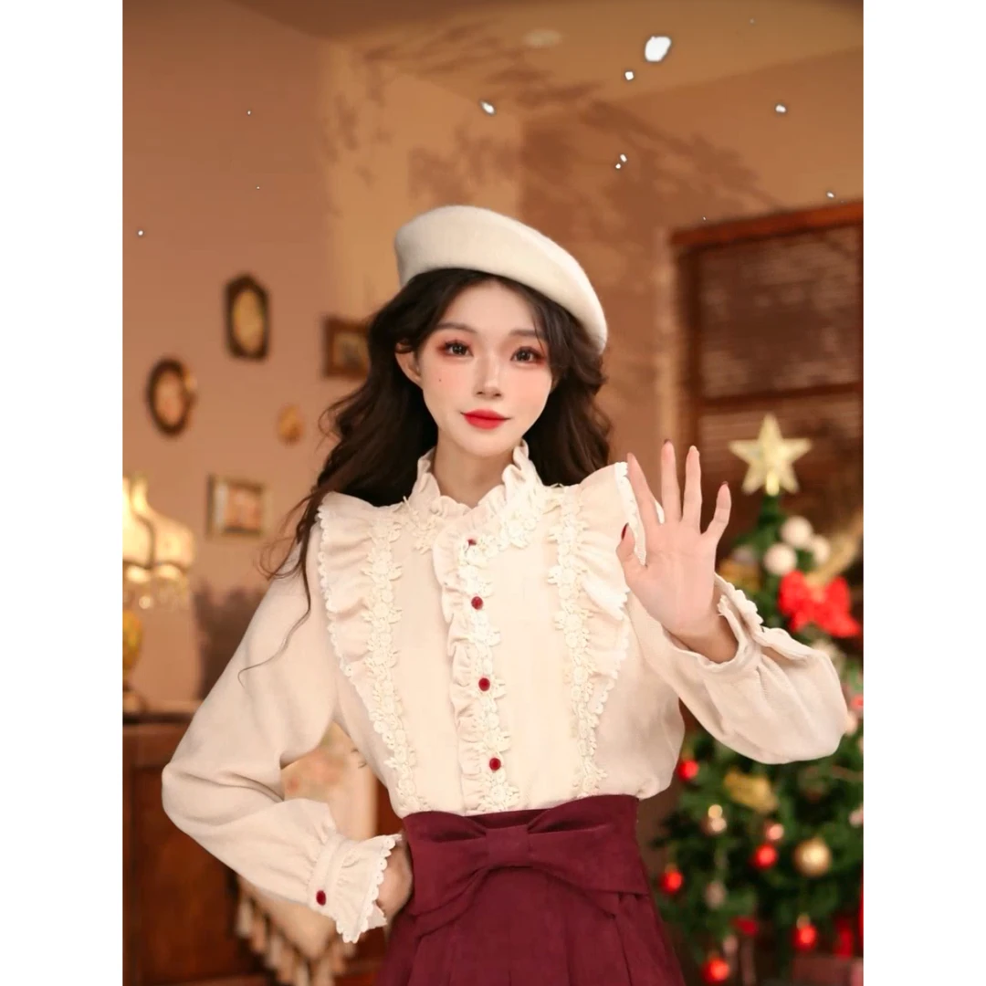 小妍【花桥锦梦】港味复古显瘦气质设计感上衣30908