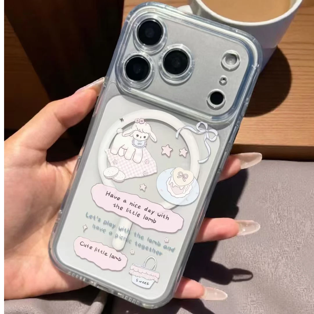 向日壳野餐小羊适用苹果15Pro手机壳13/XSMax/xr/12女16/14p