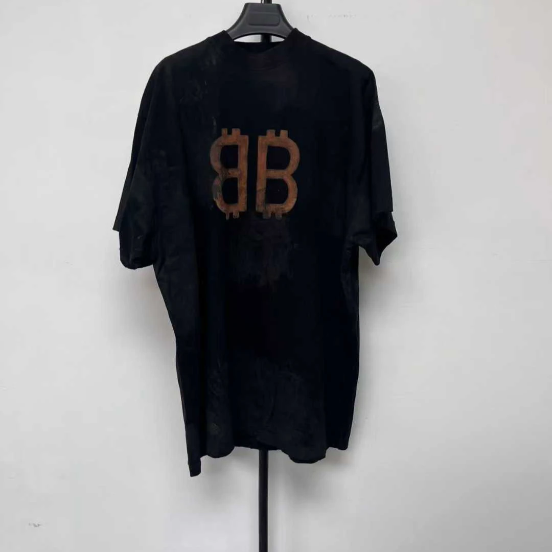 未使用 Balenciaga/巴黎世家 纯色字母印花圆领短袖 03842/03892