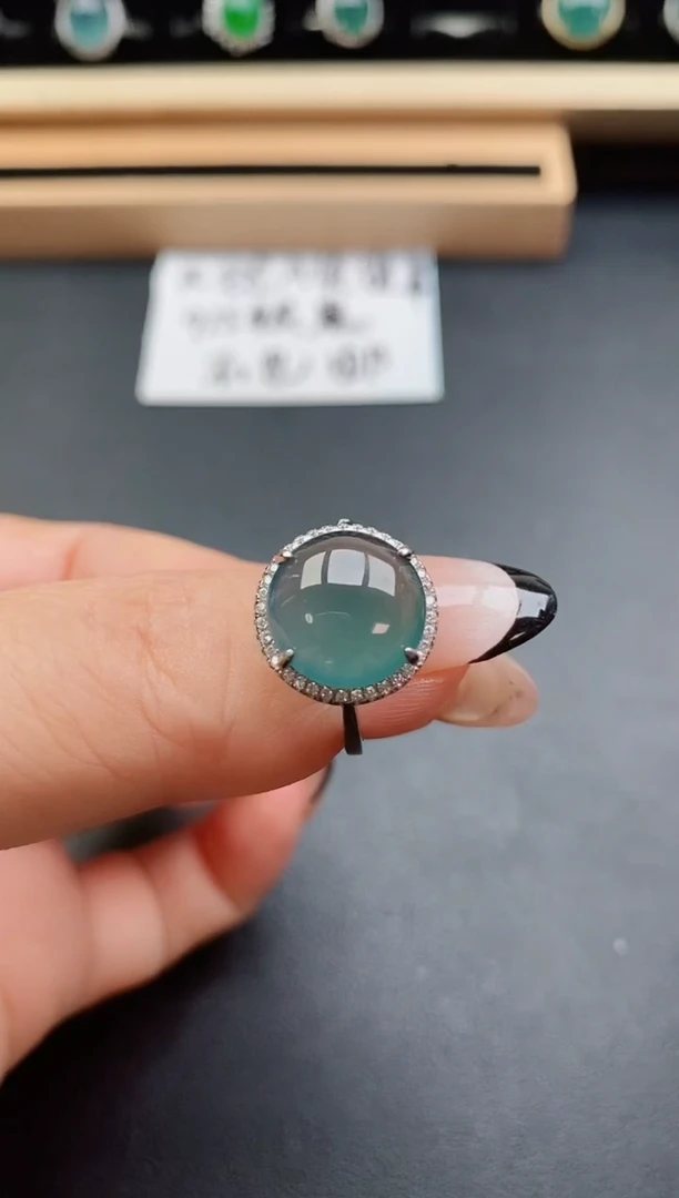翡翠戒指银S925镶嵌5806