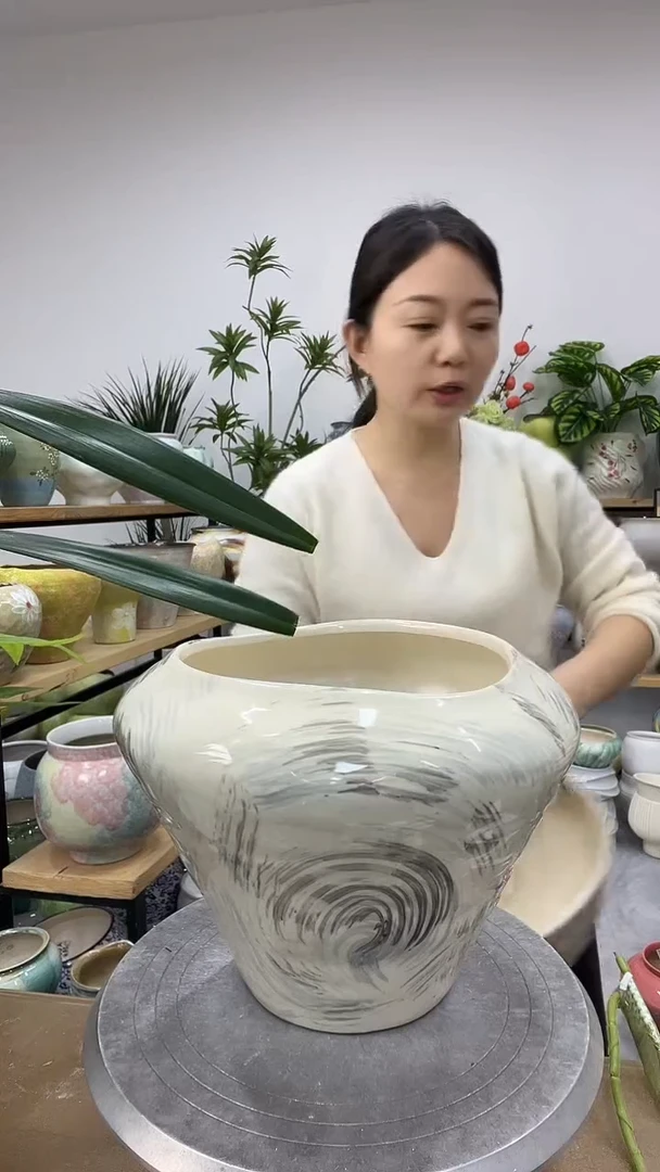 9.8陶瓷花盆直播链接高.  22    口20