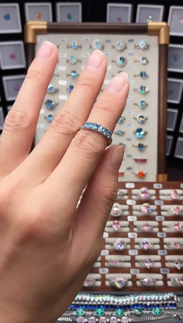 银S925镶嵌戒指海蓝宝石188