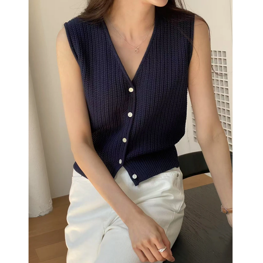 No退No换壹韩国东大门女装2025年夏季新款针织开衫马甲背心女034c