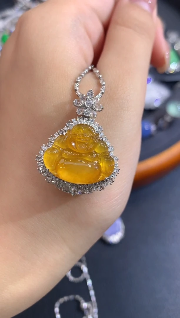 吊坠(不含链)18K金镶嵌翡翠108-吊坠