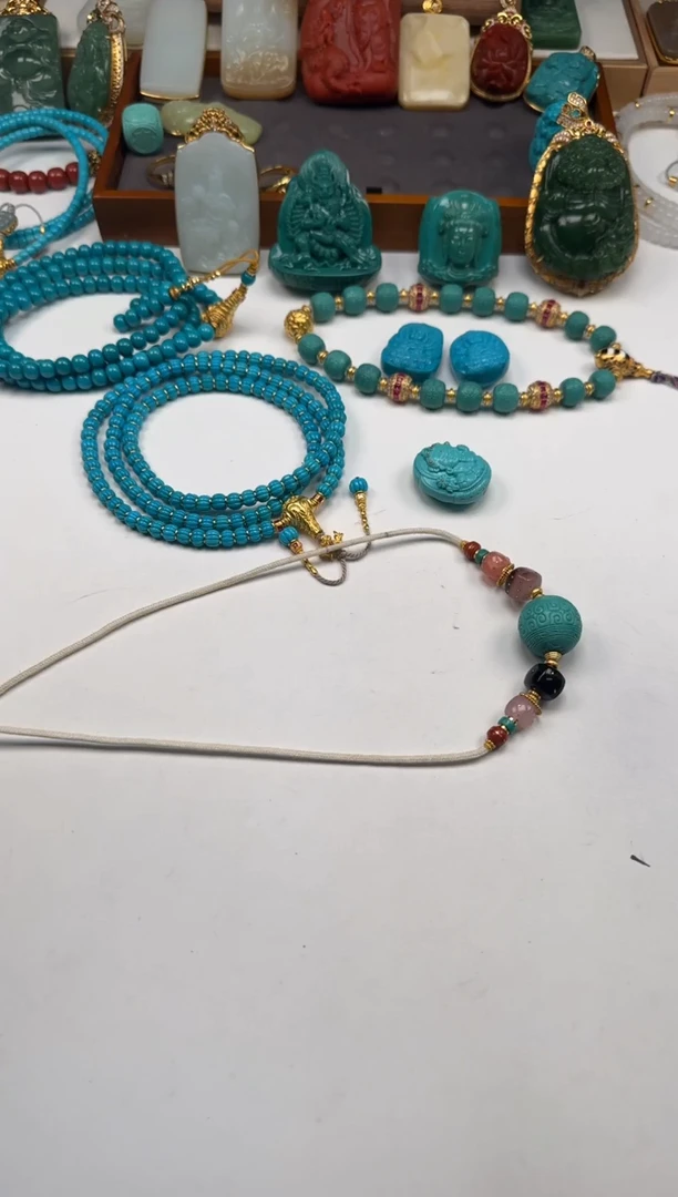 18K金镶嵌绿松石配饰配饰桃****～配饰配饰