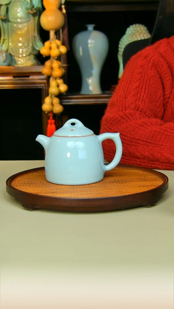 汝瓷秦权全手工原矿天青不完美