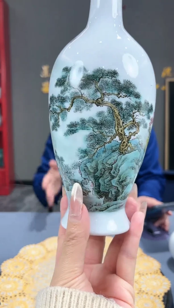 【闪购商品】官窑瓷画院915官窑瓷画院春江垂钓赏瓶