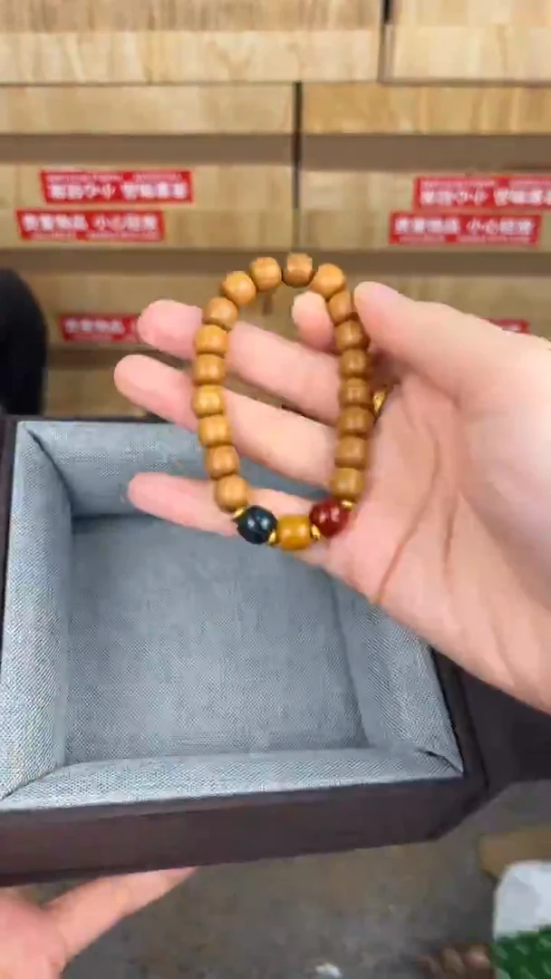 品茗文玩阁檀木三色珠链接@@LSC045