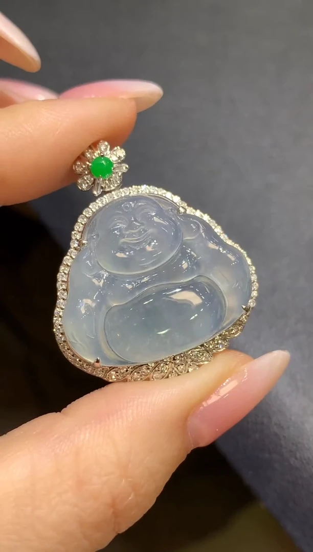 吊坠(不含链)18K金镶嵌翡翠28-佛公