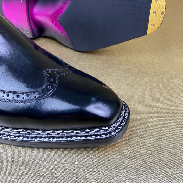 马臀皮挪威缝高端男士黑色切尔西靴子春秋真皮时尚百搭高帮靴子