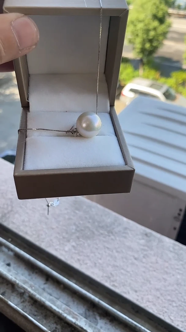 吊坠(不含链)18K金镶嵌淡水珍珠18K金大白珍珠吊坠14-15mm