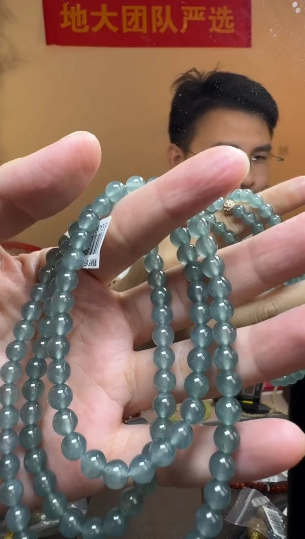 项链未镶嵌翡翠约6mm翡翠圆珠项链