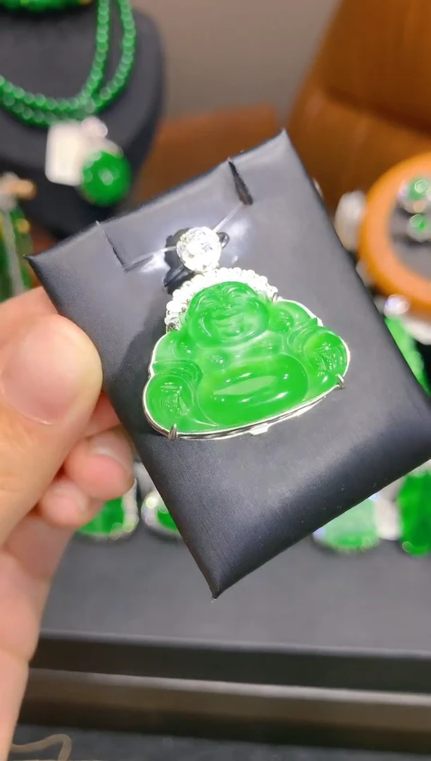 翡翠银S925镶嵌颈饰天然A货翡翠