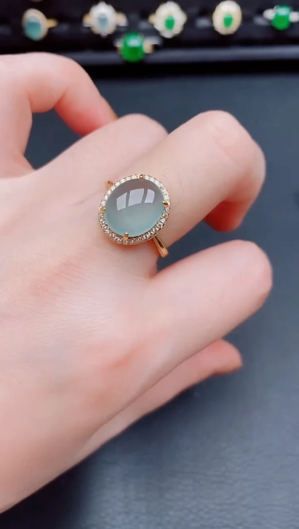 【闪购商品】翡翠戒指银S925镶嵌天然a货翡翠125