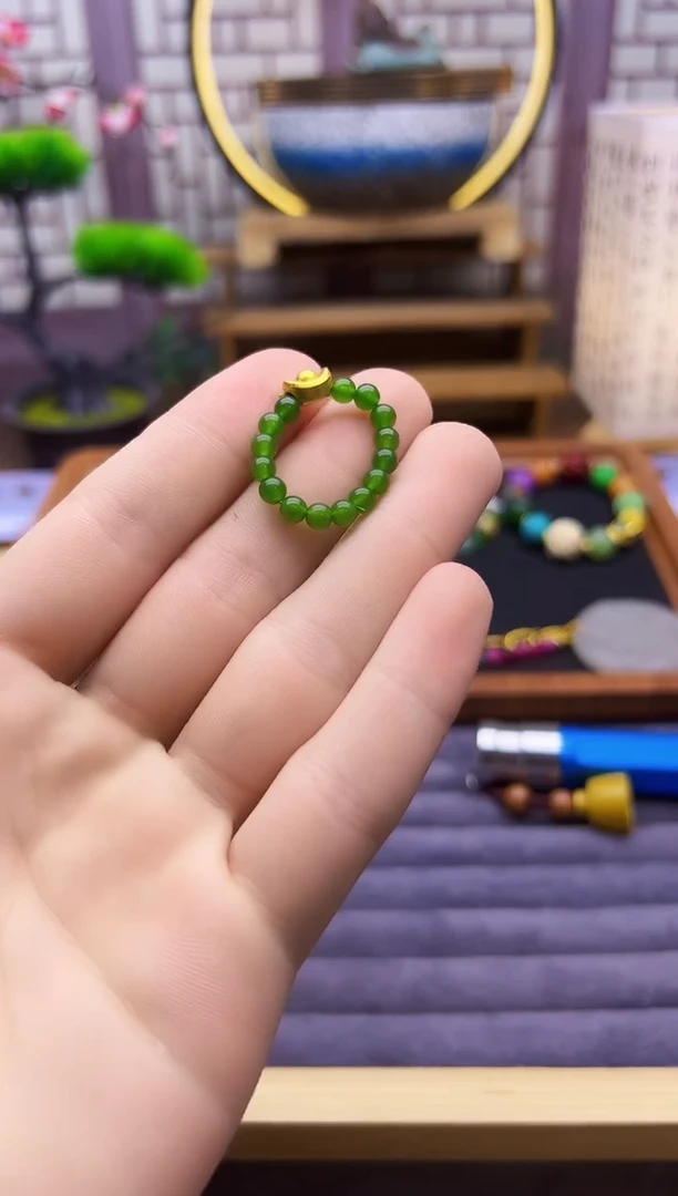 和田玉戒指14K金镶嵌J74