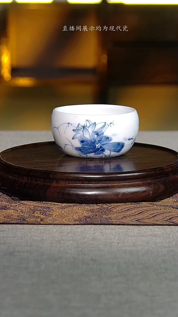 景德镇全手绘高温青花金刚杯（微瑕）