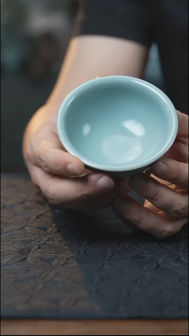 汝瓷 （拾汝）（天青）敞口杯