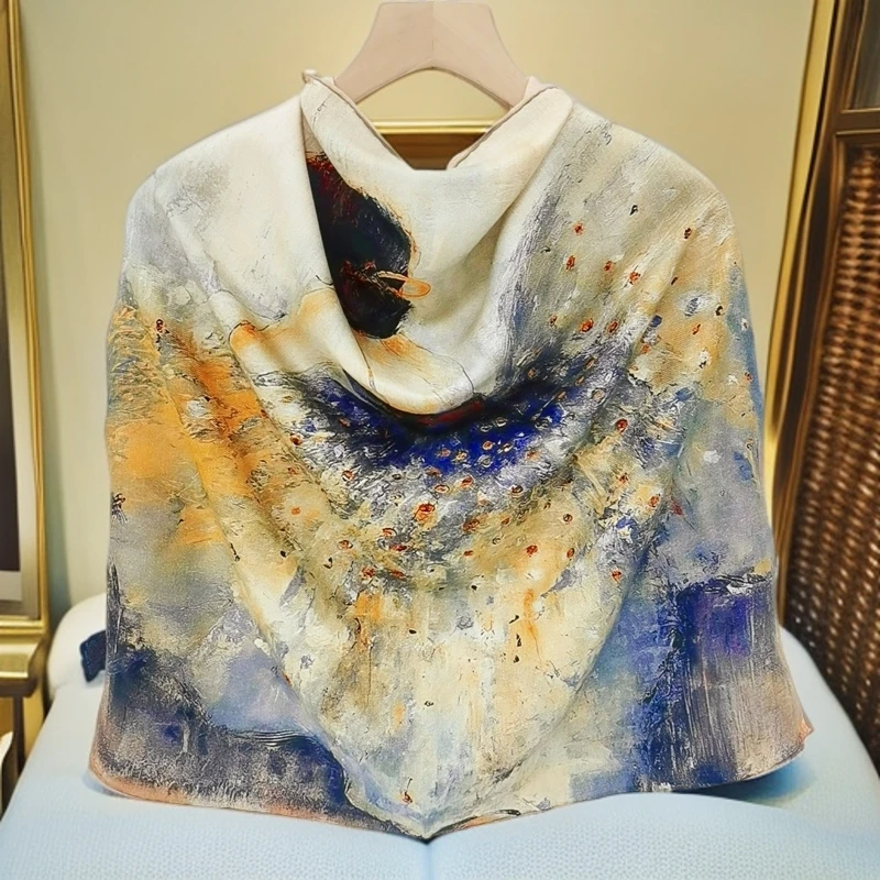 品牌双面双色丝毛65cm公主方巾绵羊毛桑蚕丝冬季保暖护颈女士围巾