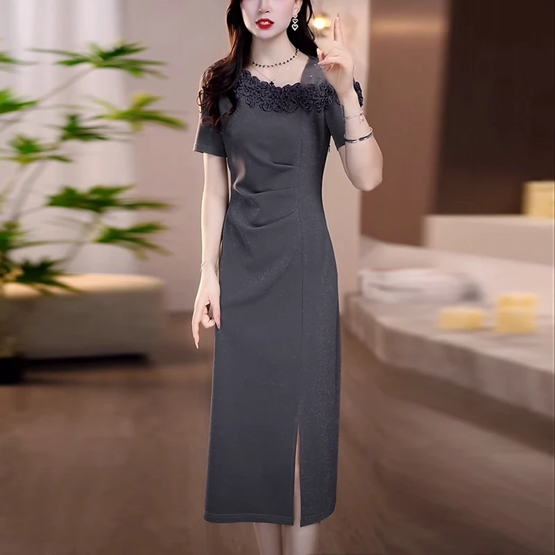 星空软精纺气质轻奢高级感女装2025夏季新款时尚修身显瘦连衣裙子