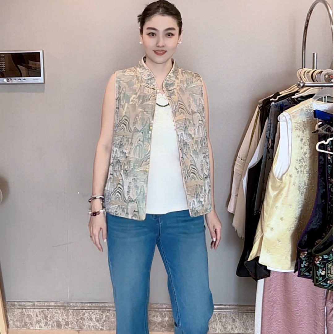 FL 3122｛山河锦绣｝新中式织锦提花原创设计时尚百搭国风新款马甲