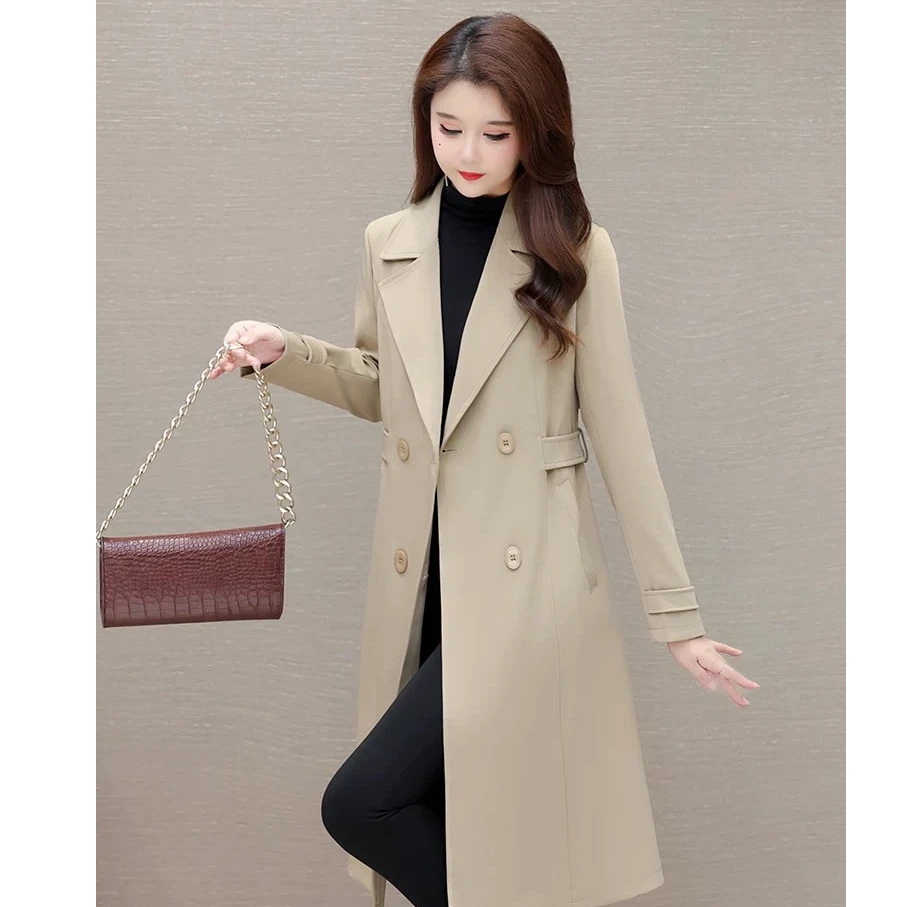 H1505（关注赠运费险）2025新款 中长款双排扣风衣风衣外套