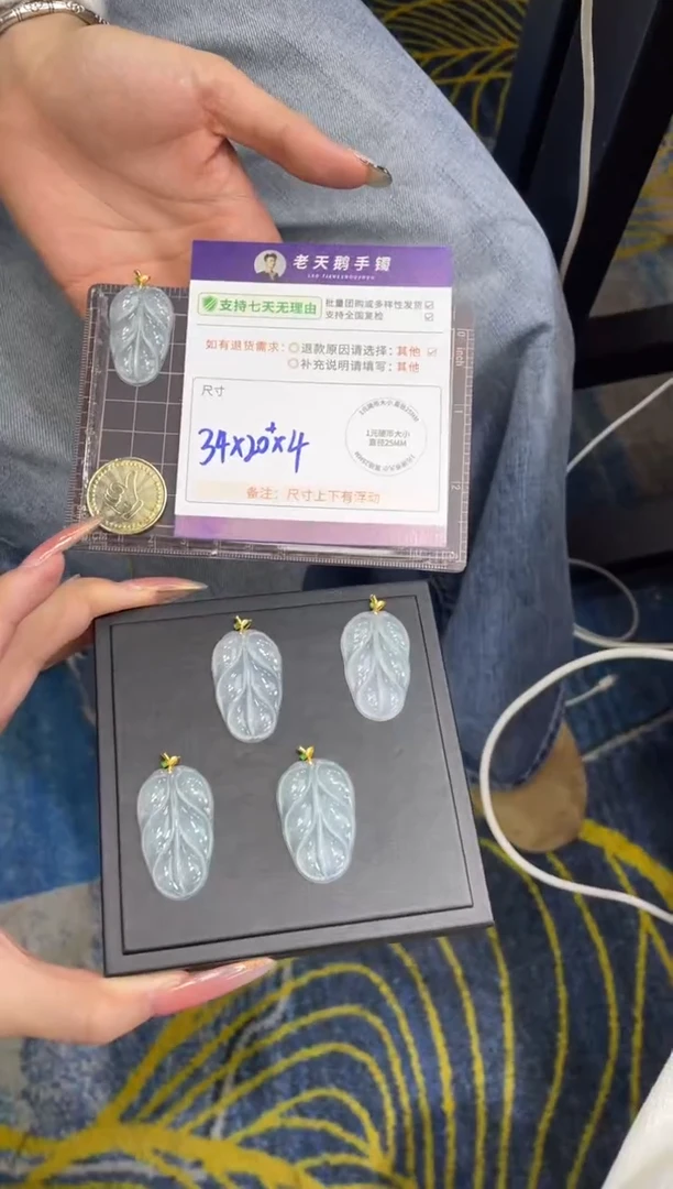 18K金镶嵌挂件翡翠叶子FL11/多样性发其一CP配绳