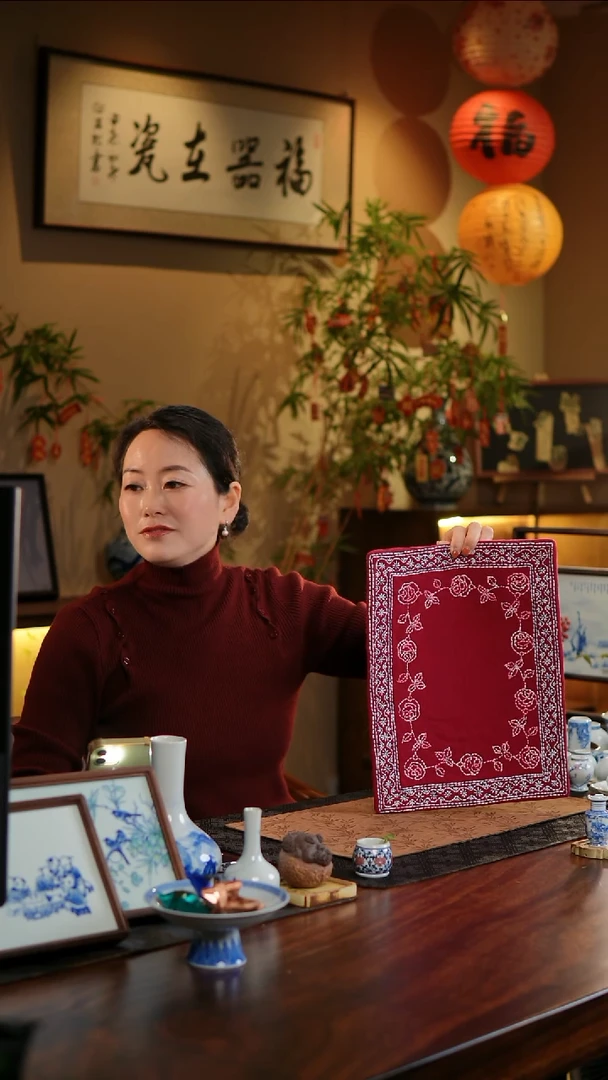 【闪购商品】织绣玫瑰花框长茶席17号