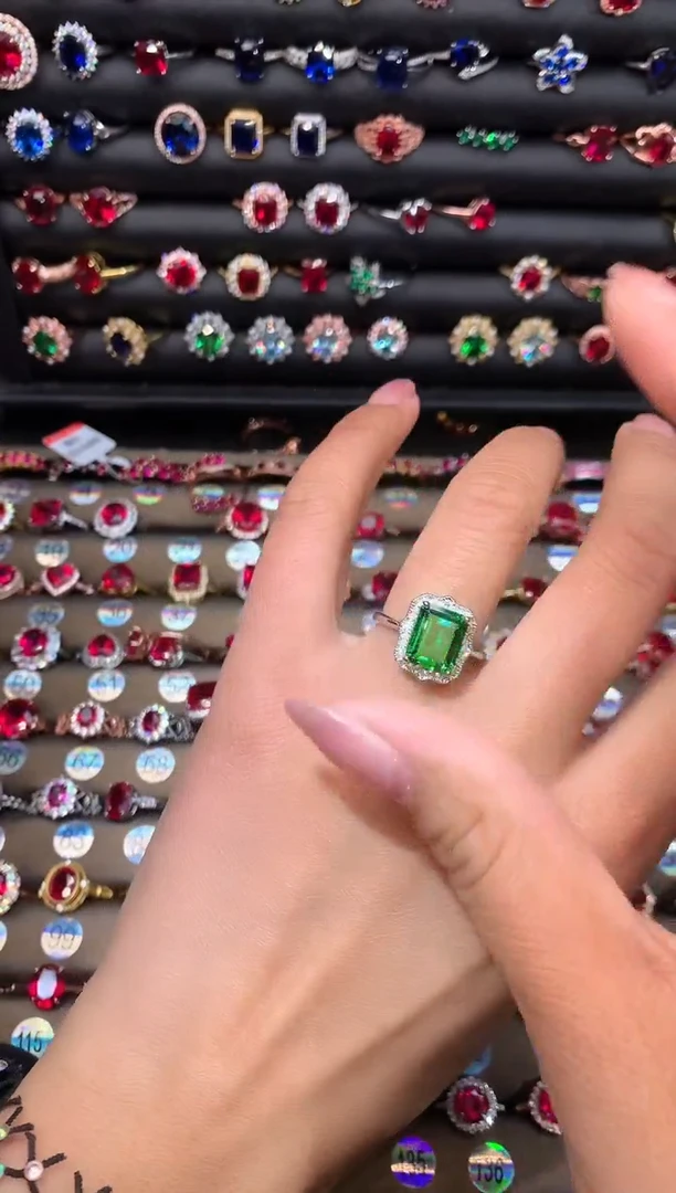 【闪购商品】透辉石戒指银S925镶嵌白