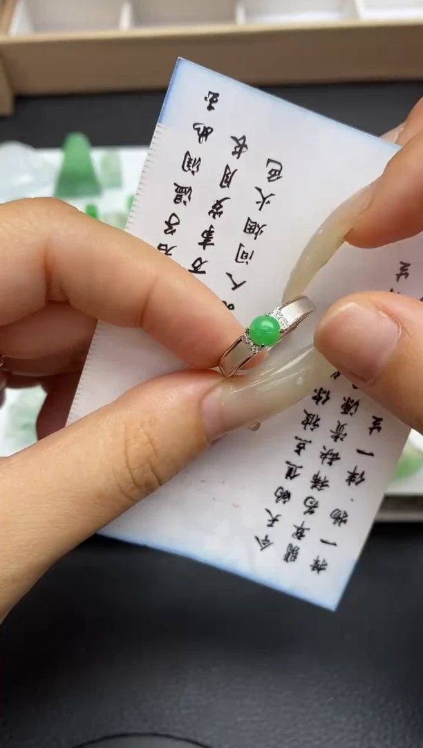 银S925镶嵌定制翡翠翡翠饰品~