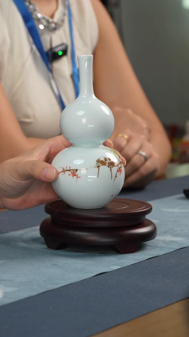 瓶景德镇手工手绘釉下五彩葫芦瓶