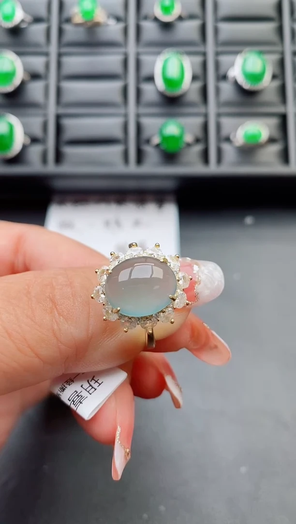 【闪购商品】翡翠戒指银S925镶嵌058008