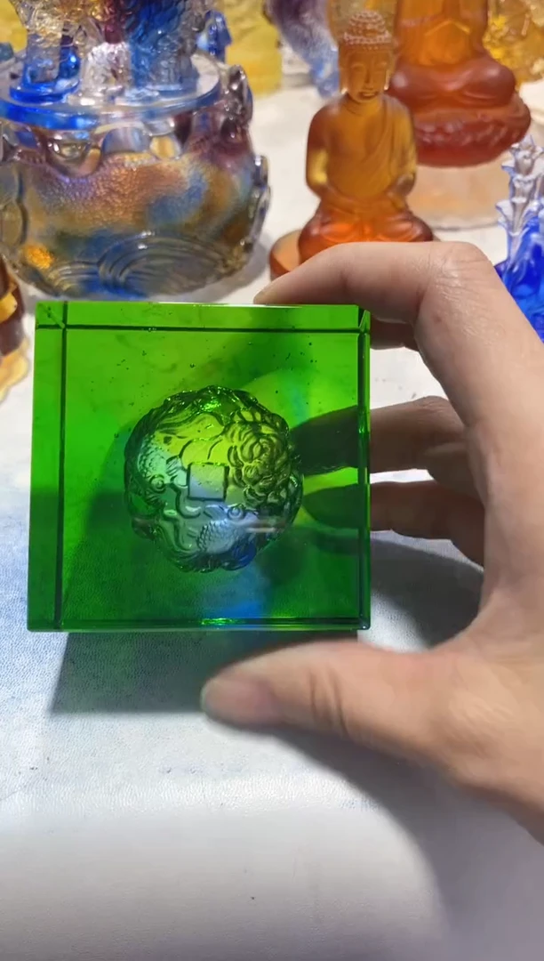 手工艺品琉璃琉璃富贵有余 富贵有鱼底台微瑕