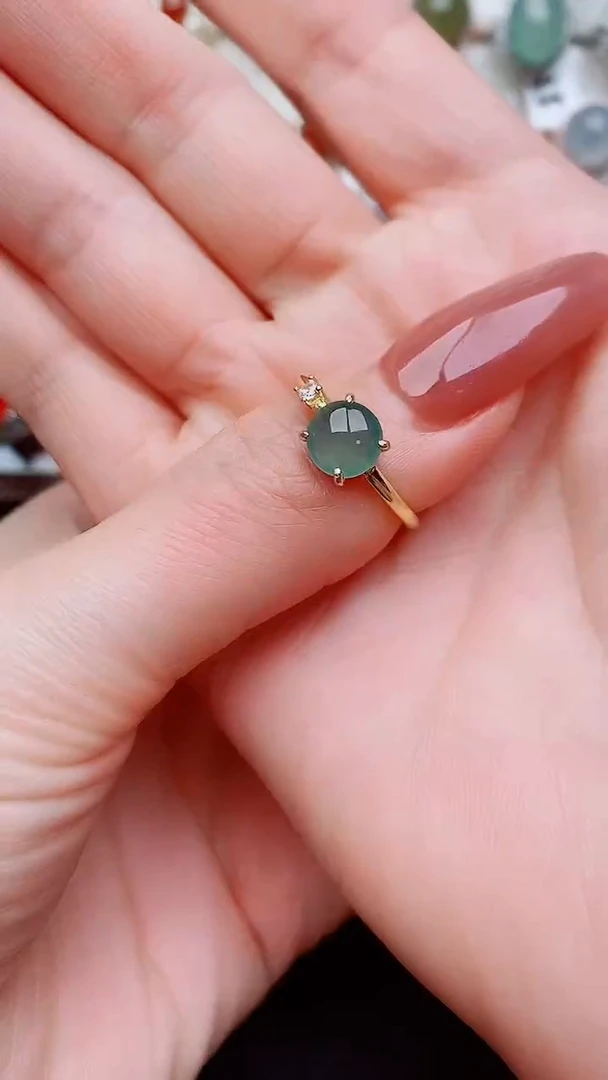 银S925镶嵌戒指翡翠蛋*...