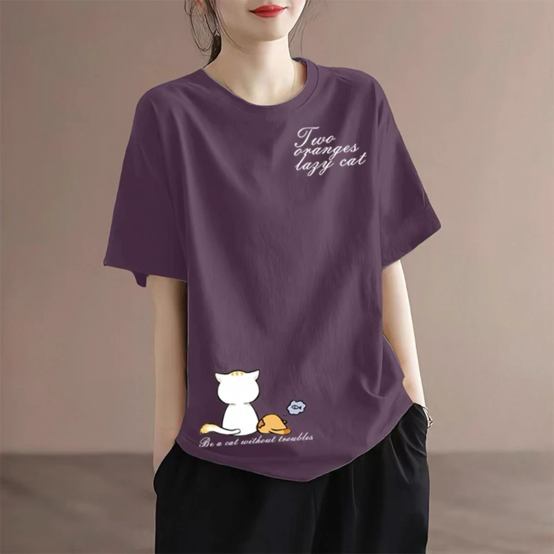 100%纯棉短袖t恤女夏季新款韩版打底衫宽松大码胖mm洋气减龄上衣