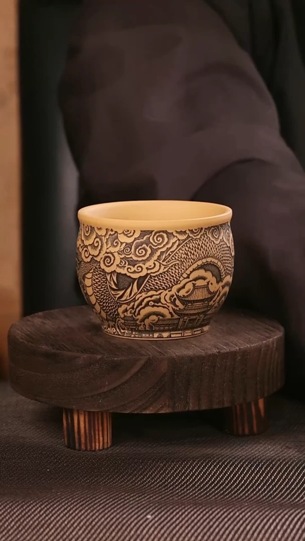 茶杯紫砂紫砂手工主人杯龙行天下