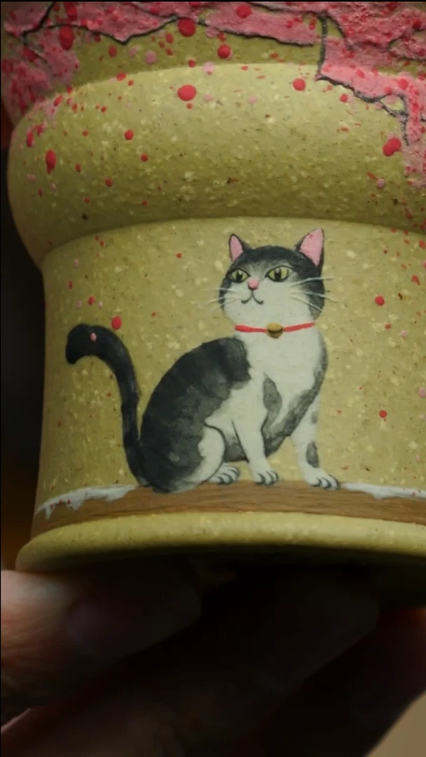 茶杯紫砂南柯记全手绘猫杯