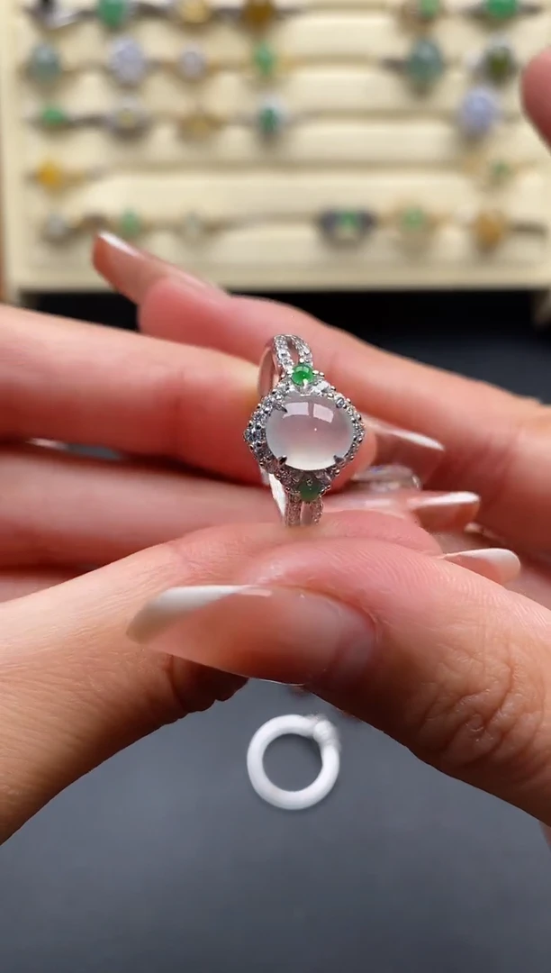 银S925镶嵌戒指翡翠666666+7