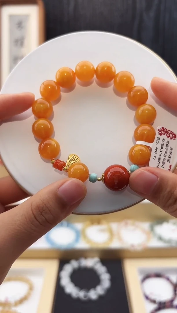 手串蜜蜡未镶嵌蜜蜡手串原创设计MJJZBMJ4143多样性发一