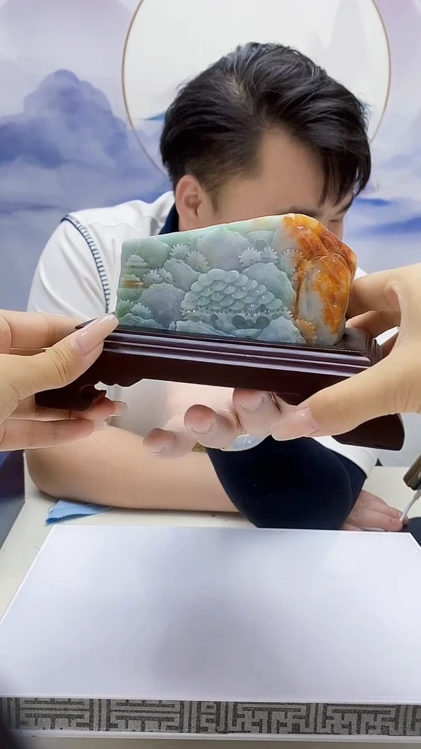 定制翡翠未镶嵌5060xx-毛货挂件103赠底座