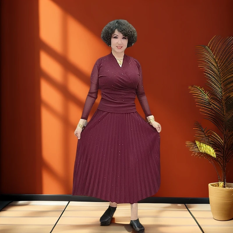 2025爆款女士套装显瘦气质长袖时尚修身条纹优雅长款