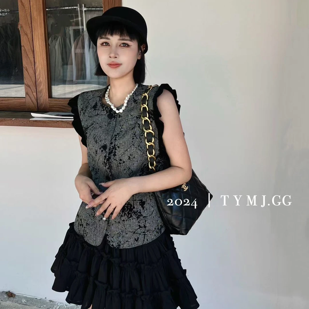 【no退no换 谨慎下单】丝绒边无袖马甲 MG29812