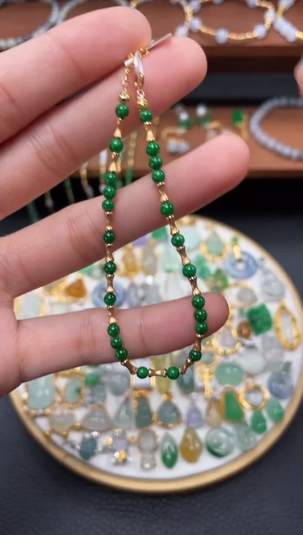 【闪购商品】翡翠套链18K金镶嵌一个   JK716