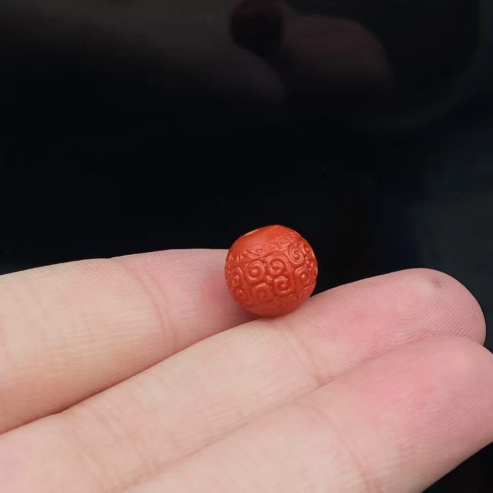 【290】10mm红色回纹圆珠文玩配饰(非珠宝玉石)