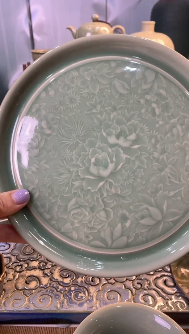 耀州窑微瑕 百花壶承 特价处理 一个