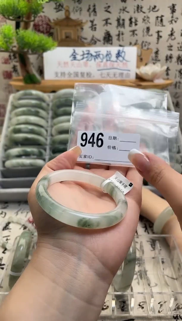 石英质玉（天山翠）手镯未镶嵌946