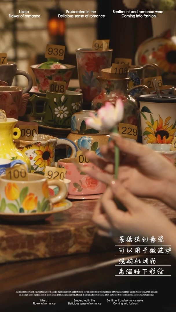 陶瓷景德镇高温手绘釉下彩设计师款式