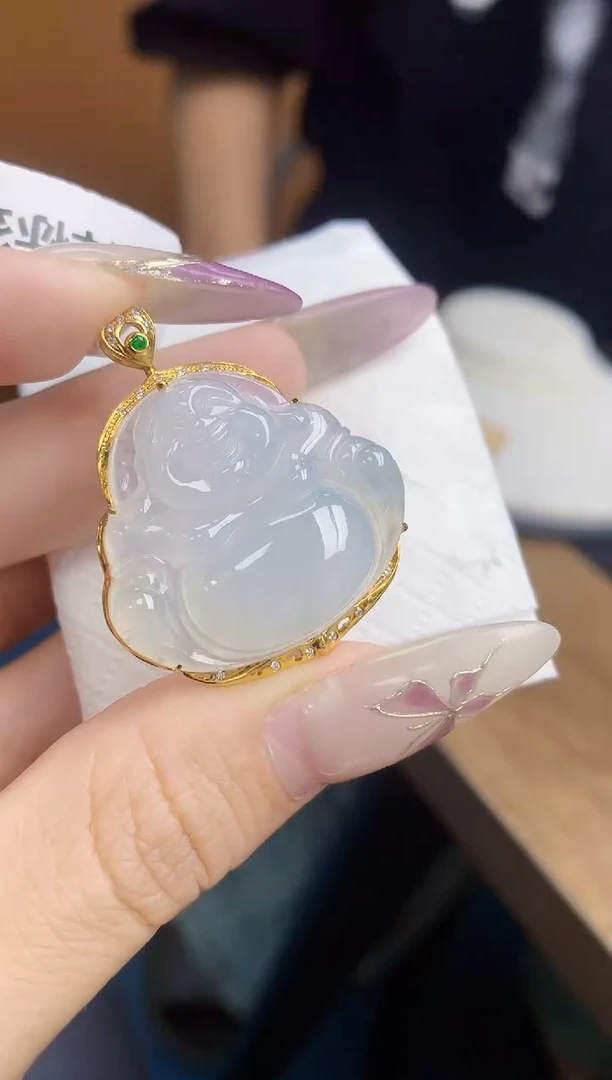 翡翠挂件18K金镶嵌226   天然翡翠A货